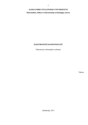 ELEKTRONINĖ BANKININKYSTĖ. Paveikslėlis 1
