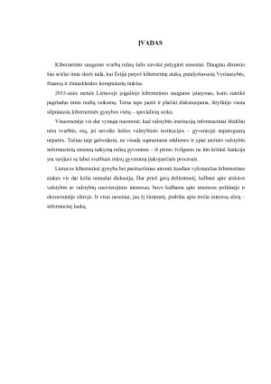 Kibernetinio saugumo iššūkiai ir valstybės informacinių sistemų apsaugos svarba