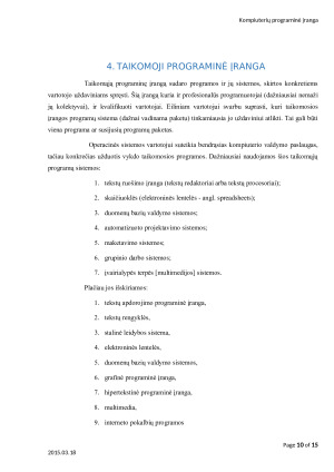 Kompiuterių programinė įranga ir jos paskirtis. Sisteminė programinė įranga. Taikomoji programinė įranga ir jos panaudojimas.. Paveikslėlis 10