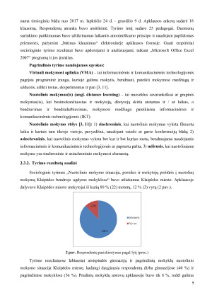 NUOTOLINIO MOKYMO ANALIZĖ KLAIPĖDOS MIESTO BENDROJO LAVINIMO MOKYKLOSE, IŠSKYRUS PROFESINES MOKYKLAS. Paveikslėlis 9