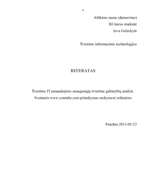 Švietimo IT panaudojimo suaugusiųjų švietime galimybių analizė. Svetainės www.youtube.com pritaikymas mokymosi reikmėms