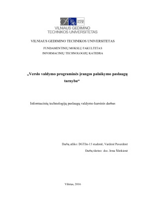 Verslo valdymo programinės įrangos palaikymo paslaugų tarnyba