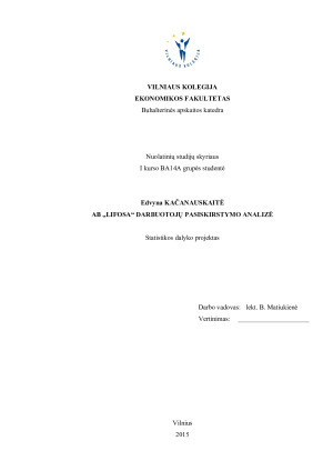 AB ,,LIFOSA“ DARBUOTOJŲ PASISKIRSTYMO ANALIZĖ