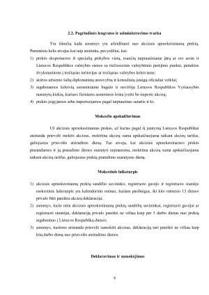AKCIZŲ ADMINISTRAVIMAS, JŲ APSKAITA IR FISKALINĖ REIKŠMĖ. Paveikslėlis 9