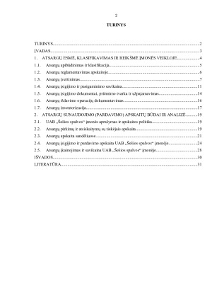 ATSARGŲ APSKAITOS ANALIZĖ UAB „ŠEŠIOS SPALVOS“ ĮMONĖJE. Paveikslėlis 2