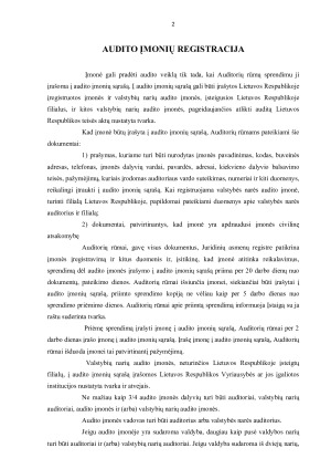 AUDITO ĮMONIŲ RŪŠYS IR REGISTRACIJA AUDITORIAUS TEISĖS, PAREIGOS IR ATSAKOMYBĖ. Paveikslėlis 2