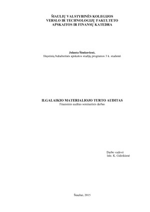 ILGALAIKIO MATERIALIOJO TURTO AUDITAS