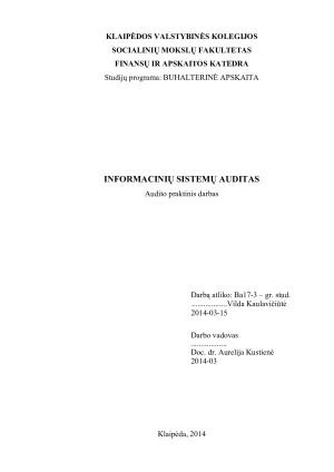 INFORMACINIŲ SISTEMŲ AUDITAS