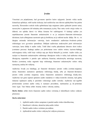 Išorės finansinio audito rizikos vertinimas ir rizikos valdymo priemonės. Paveikslėlis 2