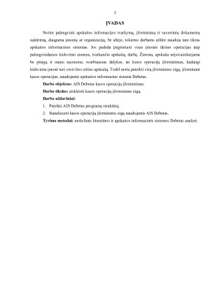 KASOS OPERACIJŲ ĮREGISTRAVIMO TVARKA NAUDOJANTIS APSKAITOS INFORMACINE SISTEMA „DEBETAS“. Paveikslėlis 3