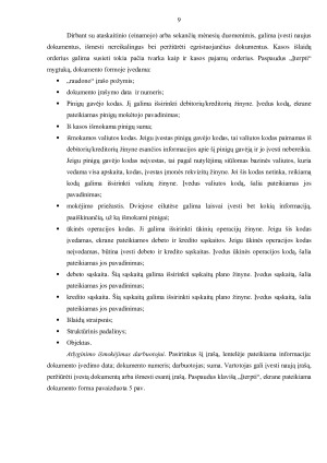 KASOS OPERACIJŲ ĮREGISTRAVIMO TVARKA NAUDOJANTIS APSKAITOS INFORMACINE SISTEMA „DEBETAS“. Paveikslėlis 9