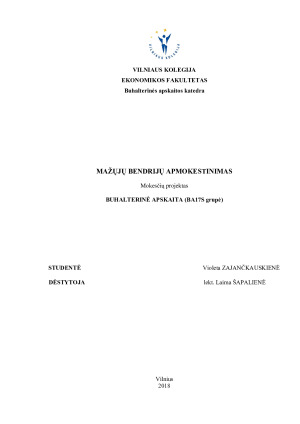 MAŽŲJŲ BENDRIJŲ APMOKESTINIMAS. Paveikslėlis 1