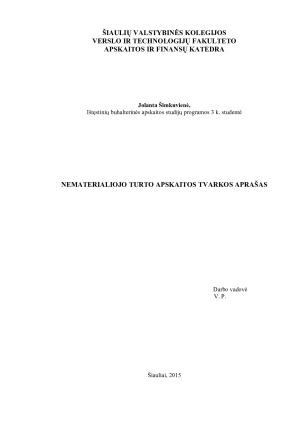 NEMATERIALIOJO TURTO APSKAITOS TVARKOS APRAŠAS