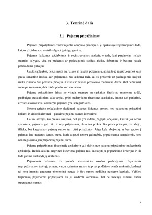 Pajamų apskaita ir informacijos apie ją panaudojimas veiklos procesui valdyti „X“ įmonėje. Paveikslėlis 7