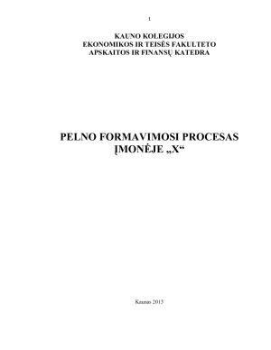 PELNO FORMAVIMOSI PROCESAS ĮMONĖJE „X“