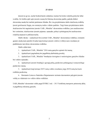 UAB „METALITA“ EKONOMINIŲ RODIKLIŲ SKAIČIAVIMAS IR VERTINIMAS. Paveikslėlis 2