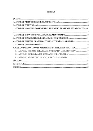 UAB „Printera“ atsargų apskaitos metodų analizė