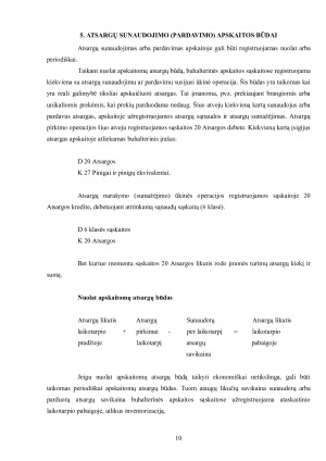 UAB „Printera“ atsargų apskaitos metodų analizė. Paveikslėlis 10