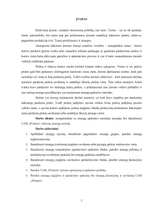 UAB „Printera“ atsargų apskaitos metodų analizė. Paveikslėlis 2