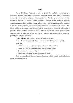 UAB „UTENOS TRIKOTAŽAS“ FINANSINĖ ANALIZĖ. Paveikslėlis 3