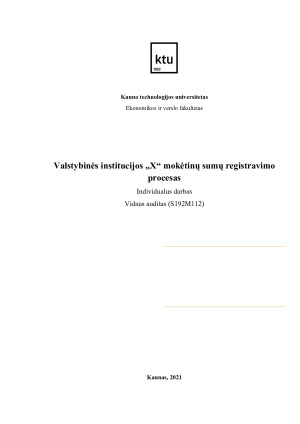 Valstybinės institucijos „X“ mokėtinų sumų registravimo procesas