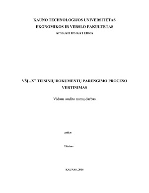 VŠĮ ,,X” TEISINIŲ DOKUMENTŲ PARENGIMO PROCESO VERTINIMAS