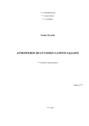 ATMOSFEROS IR GYVOSIOS GAMTOS SĄSAJOS. Paveikslėlis 1