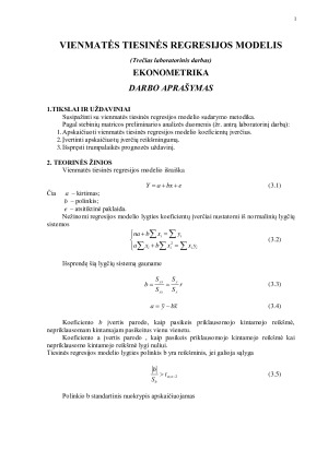 Vienmatės tiesinės regresijos modelis