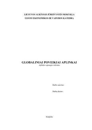 GLOBALINIAI POVEIKIAI APLINKAI