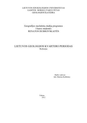 LIETUVOS GEOLOGIJOS KVARTERO PERIODAS