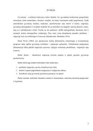 Migracijos teorinių aspektų ir pasaulio gyventojų pasiskirstymo analizė. Paveikslėlis 2
