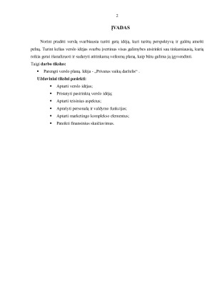 IĮ Privatus vaikų darželis. Verslo planas. Paveikslėlis 2