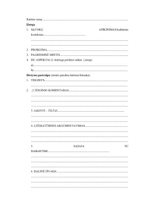 Probleminio klausimo svarstymo planas. Paveikslėlis 1