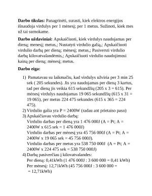 Virdulio panaudotos elektros energijos skaičiavimas. Paveikslėlis 2