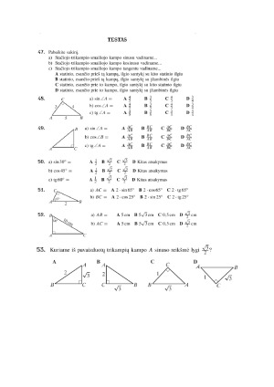 Trigonometrija. Užduotys. 9 klasė