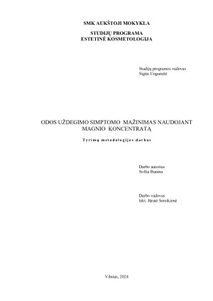  ODOS UŽDEGIMO SIMPTOMO MAŽINIMAS NAUDOJANT MAGNIO KONCENTRATĄ 