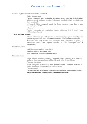 Verslo plano struktūra. Paveikslėlis 3