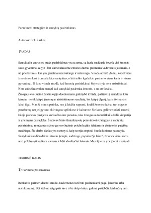 Poravimosi strategijos ir santykių pasirinkimas