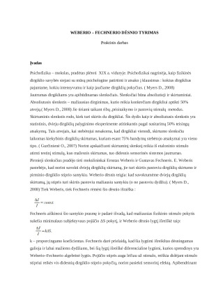 Weberio – Fechnerio dėsnio tyrimas