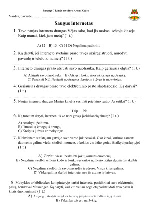 Saugus internetas. Užduotys 7 klasė