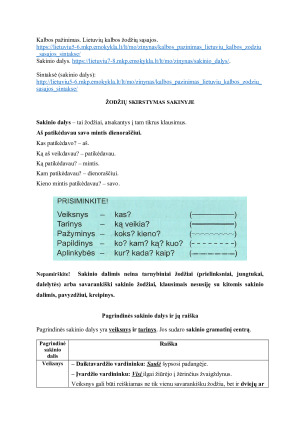 Sakinio dalys. Teorija ir užduotys