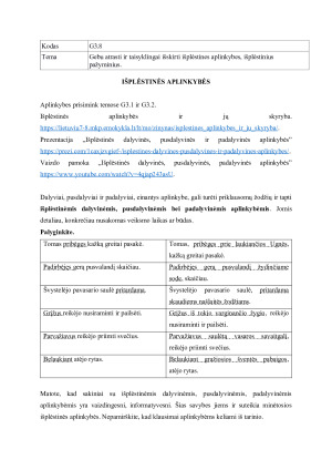 IŠPLĖSTINĖS APLINKYBĖS. Užduotys