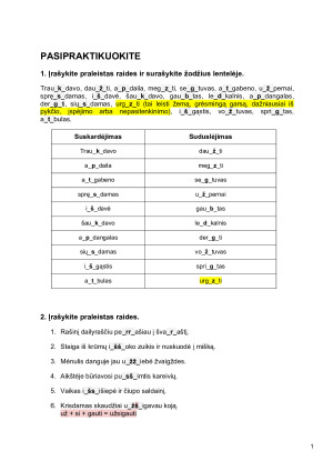 Priebalsių supanašėjimas. Užduotys