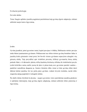 Saugios aplinkos jaunikių auginimui pasirinkimas kaip gyvūnų elgesio adaptacija, siekiant užtikrinti naujos kartos išgyvenimą