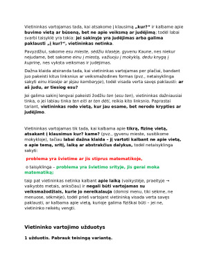 Vietininko vartojimo užduotys