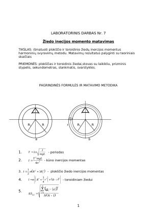 Žiedo inercijos momento matavimas. Paveikslėlis 1