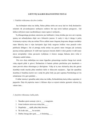 LIETUVIŲ KALBOS DIAGNOSTINIS TESTAS 9kl