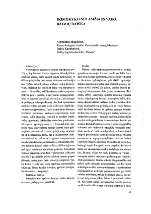 IKIMOKYKLINIO AMŽIAUS VAIKŲ BAIMIŲ RAIŠKA