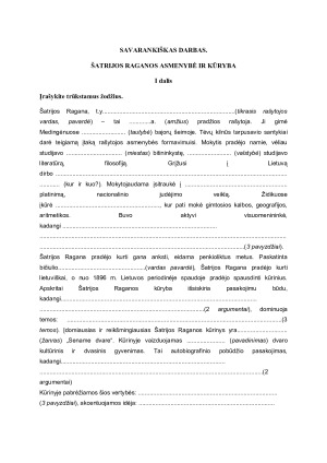 Šatrijos Raganos asmenybė ir kūryba. Užduotys