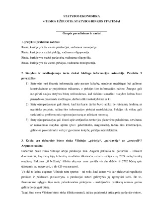 STATYBOS RINKOS YPATUMAI